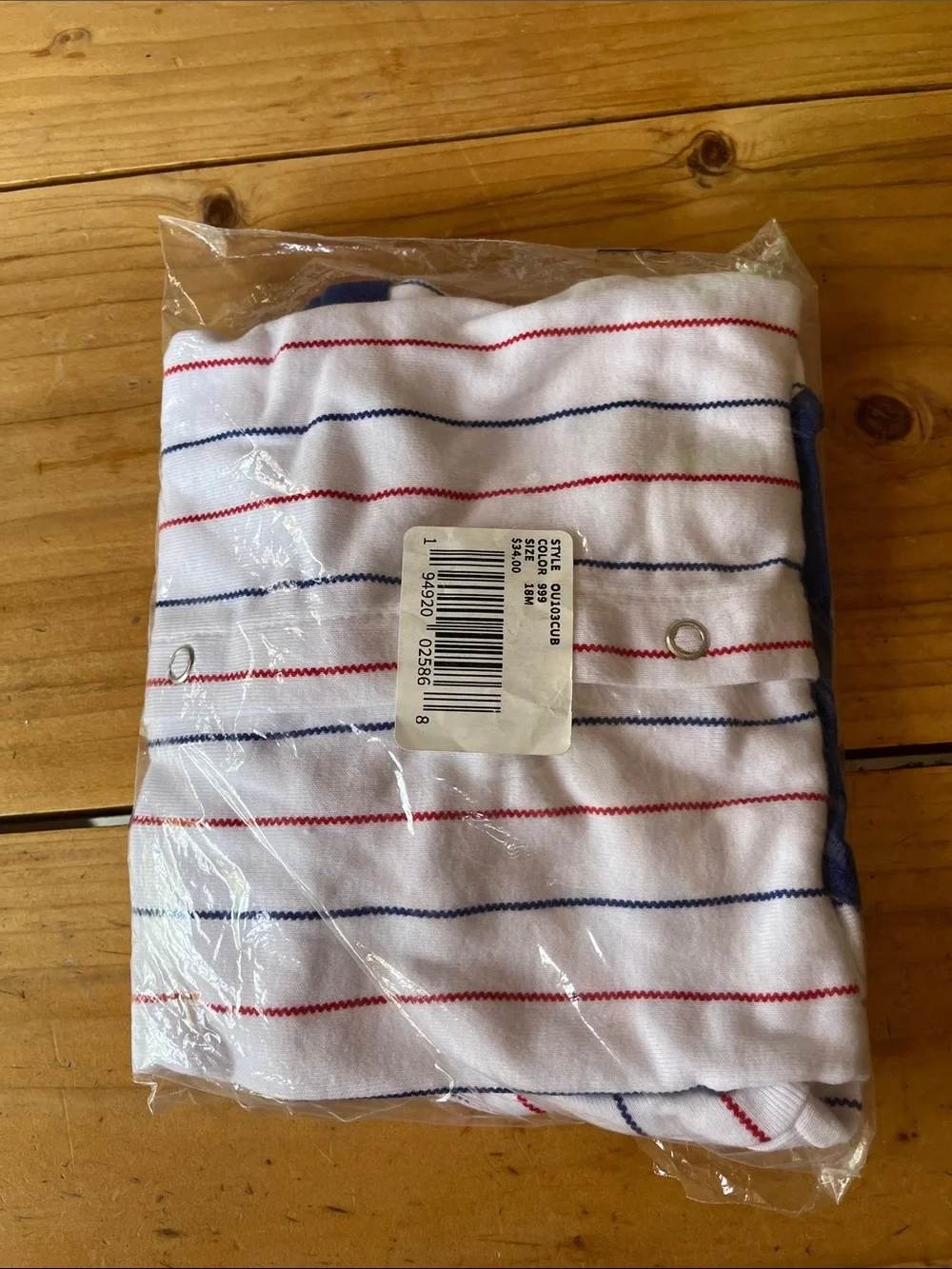 Chicago Cubs Infant Pinstripe Romper - White/Blue/Red, 18 months NWT